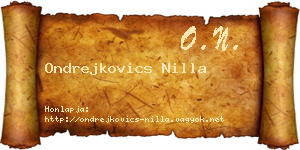 Ondrejkovics Nilla névjegykártya